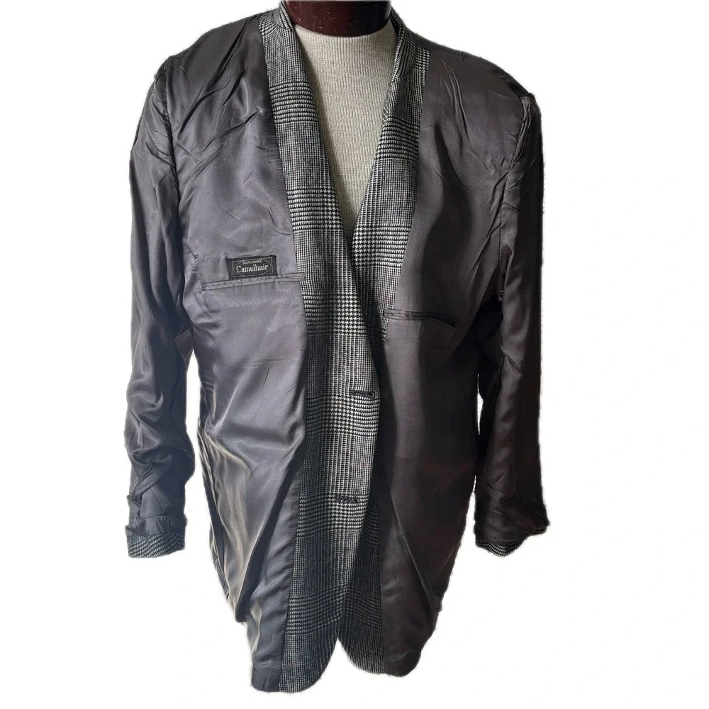 VTG Camelhair Windowpane Blazer Brooks Brothers Wool Jacket‎ Sport Coat Sz 46-48